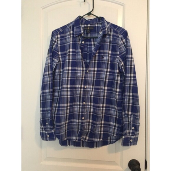 Lauren Ralph Lauren Other - Ralph Lauren Boys Blue White Plaid Button Down Shirt Size XL